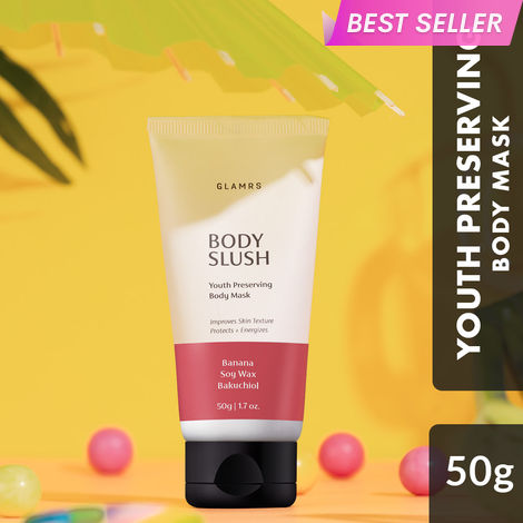 Buy Glamrs Body Slush - Youth Preserving Body Mask - Banana, Soy Wax, Bakuchiol (50 gm)-Purplle