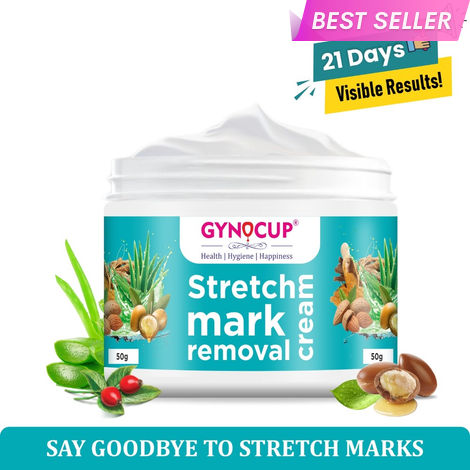 Buy Gynocup Stretch Marks Removal Cream for Pregnancy with the Goodness of Shea Butter, Coco Caprylate, Glycerine and Aloe Vera, Harsingar Oil & Vitamin E (50 gm)-Purplle