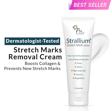 Buy Fixderma Strallium Stretch Mark Cream, Removes Pregnancy Stretch Marks, Scar Removal And Moisturizing Cream, Stretch Mark Remover For Stomach, Thighs & All Body Parts- 75 gm-Purplle