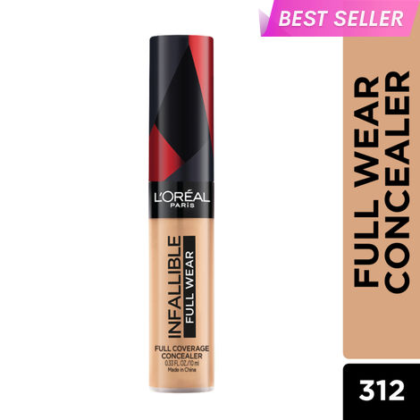 Buy L'Oreal Paris Full Coverage Concealer, Waterproof Formula, For Undereye Circles and Blemishes, For Highlighting and Contouring, Infallible, Amber 312, 10 ml-Purplle
