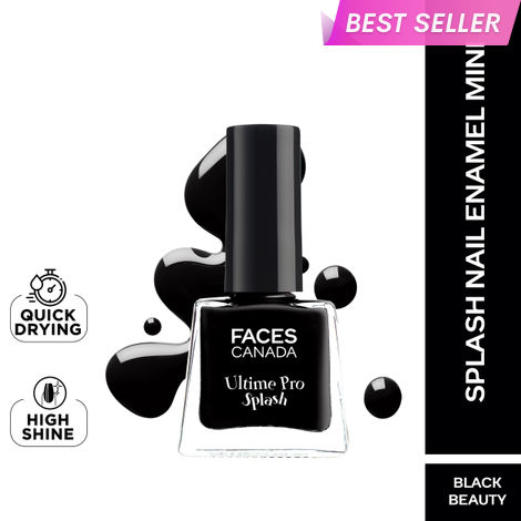 Buy FACES CANADA Ultime Pro Splash Mini Nail Enamel - Black Beauty 15 (5 ml) | Quick Drying | Glossy Finish | Long Lasting | No Chip Formula | High Shine Nail Polish For Women | No Harmful Chemicals-Purplle