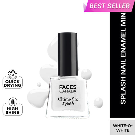 Buy FACES CANADA Ultime Pro Splash Mini Nail Enamel - White O White 14 (5 ml) | Quick Drying | Glossy Finish | Long Lasting | No Chip Formula | High Shine Nail Polish For Women | No Harmful Chemicals-Purplle