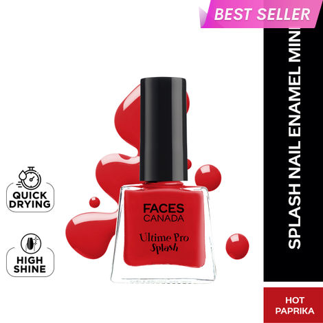 Buy FACES CANADA Ultime Pro Splash Mini Nail Enamel - Hot Paprika 63 (5 ml) | Quick Drying | Glossy Finish | Long Lasting | No Chip Formula | High Shine Nail Polish For Women | No Harmful Chemicals-Purplle