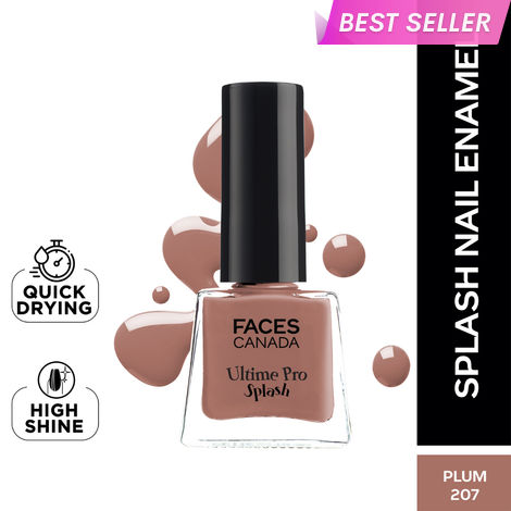 Buy FACES CANADA Ultime Pro Splash Mini Nail Enamel - Plum 207 (5 ml) | Quick Drying | Glossy Finish | Long Lasting | No Chip Formula | High Shine Nail Polish For Women | No Harmful Chemicals-Purplle