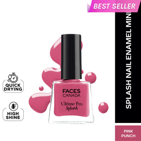 Buy FACES CANADA Ultime Pro Splash Mini Nail Enamel - Pink Punch 130 (5 ml) | Quick Drying | Glossy Finish | Long Lasting | No Chip Formula | High Shine Nail Polish For Women | No Harmful Chemicals-Purplle