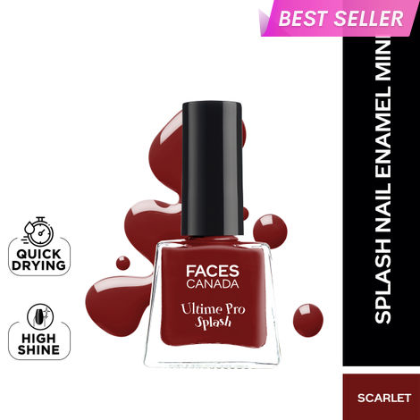 Buy FACES CANADA Ultime Pro Splash Mini Nail Enamel - Scarlet 115 (5 ml) | Quick Drying | Glossy Finish | Long Lasting | No Chip Formula | High Shine Nail Polish For Women | No Harmful Chemicals-Purplle