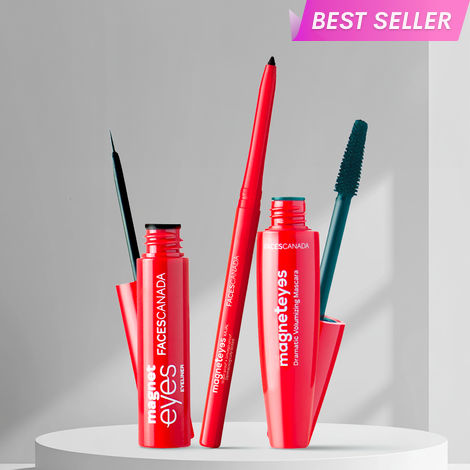 Buy FACES CANADA Magneteyes Range Trio Pack - Black, 13.35 gm | Kajal + Eyeliner + Mascara | Lightweight | Long Lasting | Smooth Texture | Precise Application | Intense Color Payoff | Paraben Free-Purplle