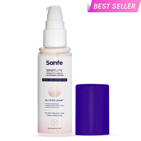 Buy Sanfe Spotlite Sensitive Body Serum for Dark Underarms, Inner Thighs and Sensitive Areas, Enriched with Kojic Acid, Niacinnamide Helps in Depigmentation for All Skin Type, 50 ml-Purplle