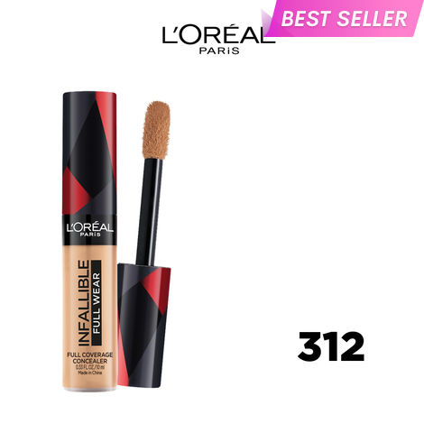 Buy L'Oreal Paris Full Coverage Concealer, Waterproof Formula, For Undereye Circles and Blemishes, For Highlighting and Contouring, Infallible, Shade: 312, 10 ml-Purplle