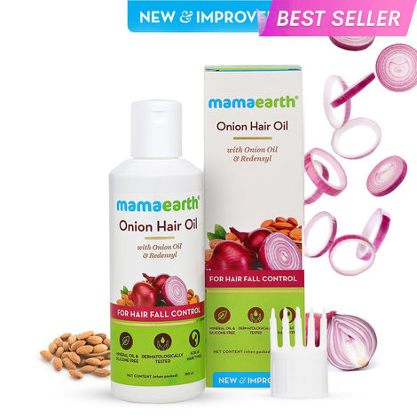 Buy Mamaearth Onion Oil For Hair Regrowth & Hair Fall Control With Redensyl (150 ml)-Purplle