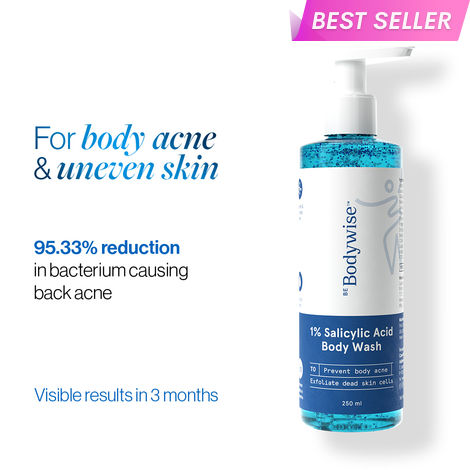 Buy Be Bodywise 1% Salicylic Acid Exfoliating Body Wash Shower Gel 250 ml | Prevents Body Acne, Bumpy skin & Deep cleanses | Suitable for All Skin Types-Purplle