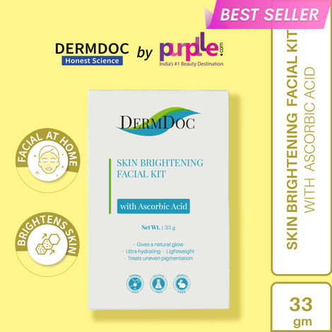 Buy DERMDOC by Purplle Skin Brightening Facial Kit with Ascorbic Acid (33 gm) | skin brightening cream | cleanser, scrub, toner, cream, peel off mask-Purplle
