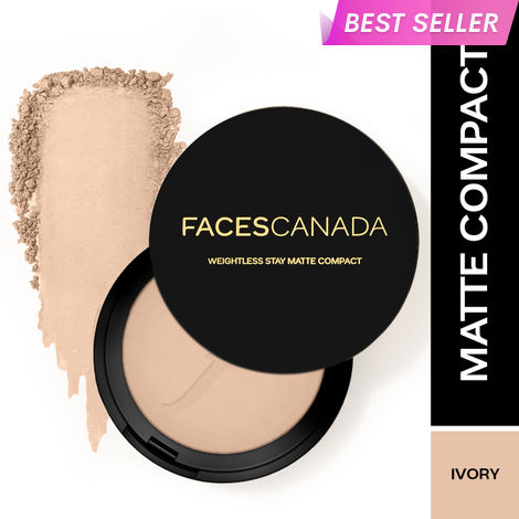 Buy FACES CANADA Weightless Stay Matte Finish Compact Powder - Ivory 01, 9 gm | SPF 20 | Non Oily Matte Look | Evens Out Complexion | Prevents Acne | Blends Effortlessly | Pressed Powder For All Skin Types-Purplle
