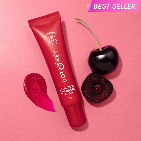 Buy Dot & Key Gloss Boss Cherry Pop SPF 50 Lip Balm for Smooth Soft Lips, Shea Butter with Vitamin C+E, Tinted Lip Balm For glossy, Buttery Soft Lips With Vitamin C For Dark Lips For Women, 12 gm-Purplle