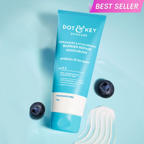 Buy Dot & Key Ceramides & Hyaluronic Skin Barrier Repair + Face Cream with Probiotics & Rice Water | Fragrance Free Face Moisturizer for Dry & Sensitive Skin, 100g-Purplle