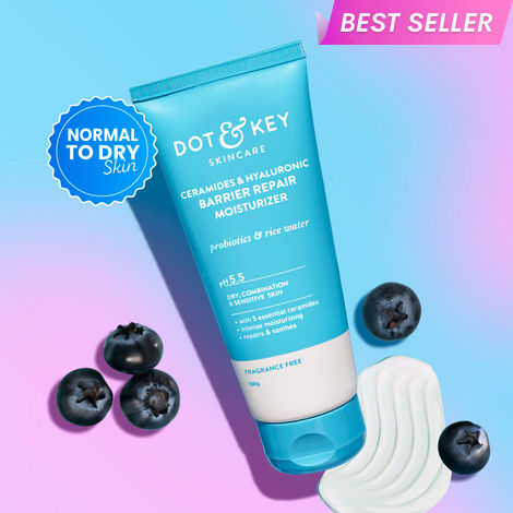 Buy Dot & Key Ceramides & Hyaluronic Skin Barrier Repair + Face Cream with Probiotics & Rice Water | Fragrance Free Face Moisturizer for Dry & Sensitive Skin, 100g-Purplle