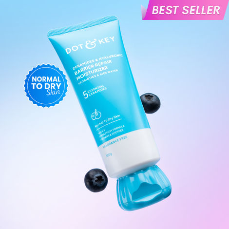 Buy Dot & Key Ceramides & Hyaluronic Skin Barrier Repair + Face Cream with Probiotics & Rice Water | Fragrance Free Face Moisturizer for Dry & Sensitive Skin, 100g-Purplle