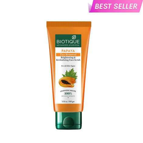 Buy Biotique Papaya Tan Removal Brightening & Revitalizing Face Scrub (100 g)-Purplle