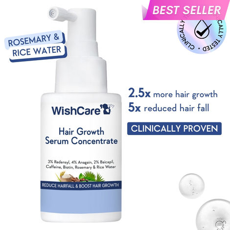 Buy WishCare Hair Growth Serum Concentrate - In-Vivo Tested - 3%Resdensyl 4%Anagain 2%Baicapil Rosemary Caffeine BiotinPlant Keratin & Rice Water 30 ml-Purplle