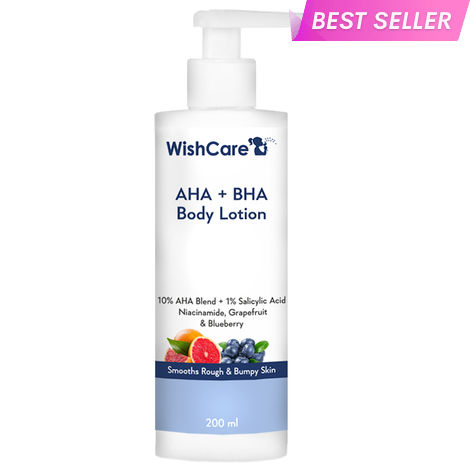 Buy WishCare AHA + BHA Body Lotion -10% AHA + 1% Salicylic Acid- Niacinamide, Grapefruit & Blueberry-Purplle