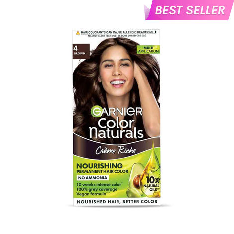 Buy Garnier Colour Naturals Natural Cream Nourishing Permanent Hair Colour Brown 4 (70 ml + 60 g)-Purplle