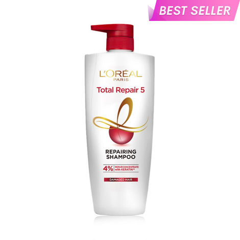 Buy L'Oreal Paris Total Repair 5 Shampoo, Restores Damaged Hair, Powered by Keratin XS Technology, Volume: 1L, Fights against 5 Problems- Frizz, Breakage, Dryness, Stiff Hair, and Split ends-Purplle