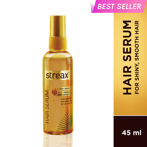 Buy Streax Hair Serum Vitalized with Walnut Oil, For Hair Smoothening & Shine, For Dry & Frizzy Hair - 45 ml-Purplle