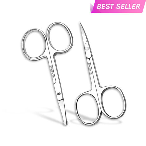 Buy Majestique Pointed & Round Head, Facial Hair Scissors Eyebrow Scissors, Mustache, Nose Hair, Beard Trimming Scissors - 2Pcs-Purplle