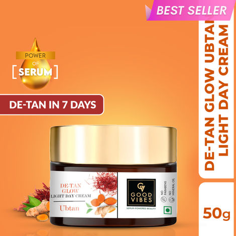 Buy Good Vibes Ubtan De-tan Glow Light Day Cream with Power of Serum (50 gm) | Oil Free-Purplle