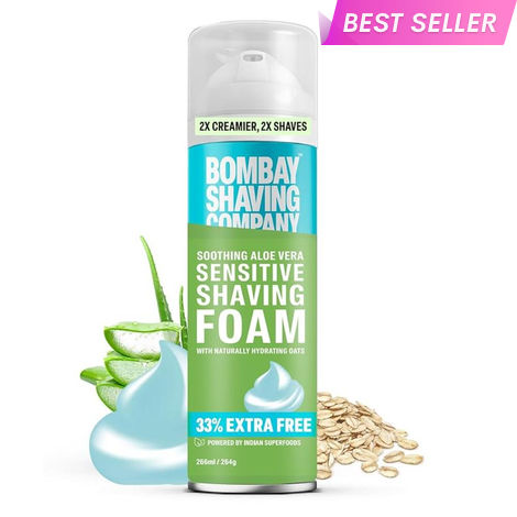 Buy Bombay Shaving Company Sensitive Shaving Foam, 266 ml | (33% Extra) with Aloe Vera & Oats-Purplle