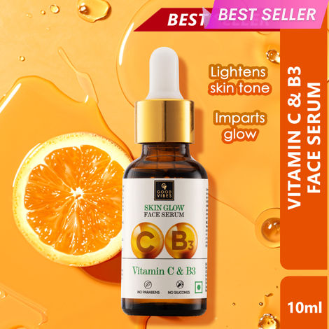 Buy Good Vibes Vitamin C & B3 Skin Glow Face Serum | With Orange | Easy Absorption | No Parabens, No Silicones, No Sulphates, No Animal Testing (10 ml)-Purplle
