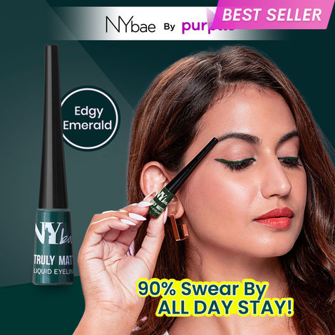 Buy NY Bae Truly Matte Liquid Eyeliner - Edgy Emerald (4.5 ml) | Colored Eyeliner | Waterproof | Long Lasting | Smudgeproof | Quick Dry | Eye Makeup-Purplle