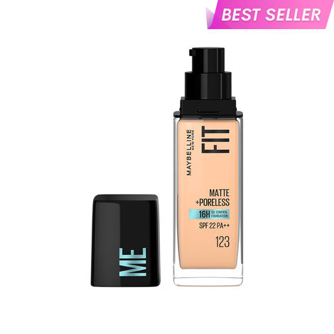 Buy Maybelline New York Fit Me Matte+Poreless Liquid Foundation 123 - Soft Nude | Matte Finish with 16 HR Oil Control + SPF 22 30 ml-Purplle