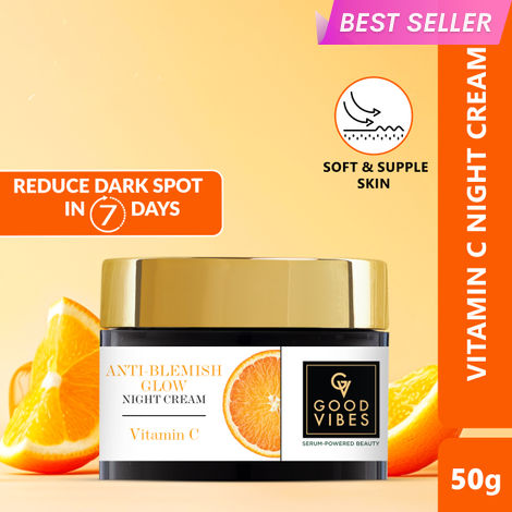 Buy Good Vibes Anti-Blemish Vitamin C Glow Night Cream | Spotless, Brightening, Depigmentation, Reduces dark spot, Skin renewing, Sleep treatment (50g)-Purplle