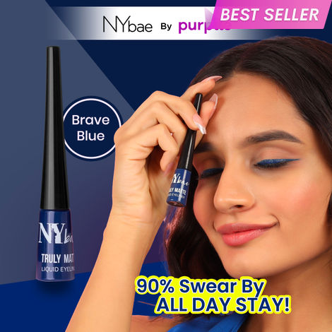 Buy NY Bae Truly Matte Liquid Eyeliner - Brave Blue (4.5 ml) | Colored Eyeliner | Waterproof | Long Lasting | Smudgeproof | Quick Dry | Eye Makeup-Purplle
