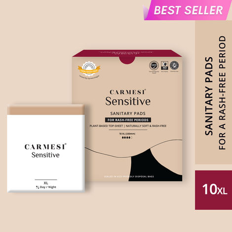 Buy Carmesi Sensitive - Sanitary Pads for Rash-Free Periods (10 XL)-Purplle