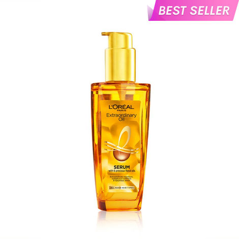 Buy L'Oreal Paris Extraordinary Oil Hair Serum Powered by Floral Oils for All Hair Types, Volume- 100 ml, Makes hair frizz-free, stronger, shiny and provides UV and Heat Protection, Loghtweight Formula-Purplle