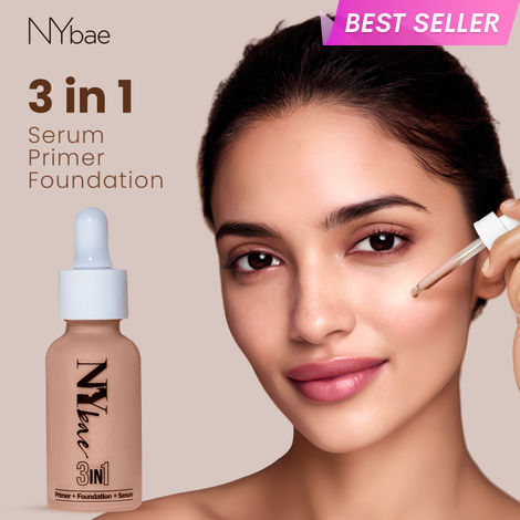 Buy NY Bae 3 IN 1 Serum Foundation - Cool Cashew 04 (30 ml) | Infused with Primer | Moisturising I Glowing Korean Skin I Celeb Glow | Dewy Makeup | Evens Skin Tone | Ultra Glow-Purplle