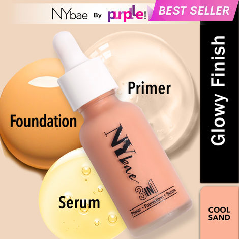 Buy NY Bae 3 in 1 Serum Foundation with Primer I Moisturising I Glowing Korean Skin I Celeb Glow | Dewy Makeup | Cool Sand 06 (30 ml)-Purplle