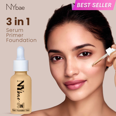 Buy NY Bae 3 IN 1 Serum Foundation - Warm Vanilla 01 (30 ml) | Infused with Primer | Moisturising I Glowing Korean Skin I Celeb Glow | Dewy Makeup | Evens Skin Tone | Ultra Glow-Purplle