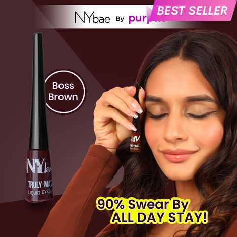 Buy NY Bae Truly Matte Liquid Eyeliner - Boss Brown (4.5 ml) | Colored Eyeliner | Waterproof | Long Lasting | Smudgeproof | Quick Dry | Eye Makeup-Purplle