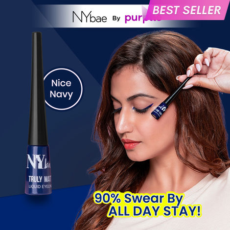 Buy NY Bae Truly Matte Liquid Eyeliner - Nice Navy (4.5 ml) | Colored Eyeliner | Waterproof | Long Lasting | Smudgeproof | Quick Dry | Eye Makeup-Purplle