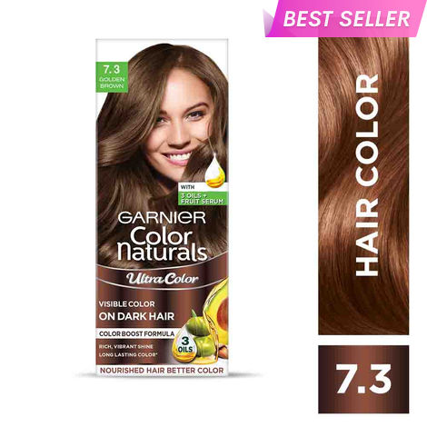 Buy Garnier Color Naturals Creme Riche Hair Color, 7.3 Golden Brown, ( 55 ml + 50 g )-Purplle