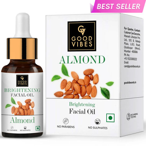 Buy Good Vibes Almond Brightening Facial Oil | Hydrating, Nourishing | No Parabens, No Sulphates, No Animal Testing (30 ml)-Purplle