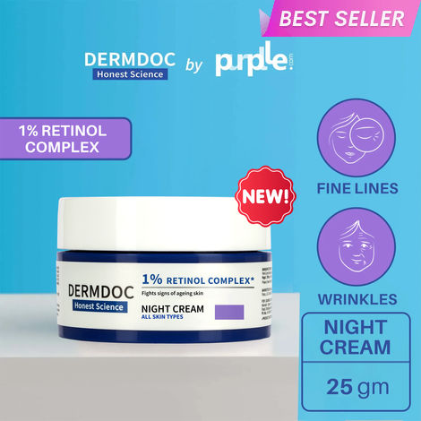 Buy DERMDOC by Purplle | 1% Retinol Complex Night Cream (25g) | retinol cream for face | anti ageing cream | nourishing night cream for all skin types-Purplle