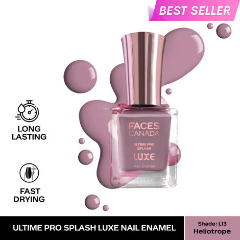 Buy FACES CANADA Ultime Pro Splash Luxe Nail Enamel - Heliotrope (L13), 12 ml | Glossy Finish | Quick Drying | Long Lasting | High Shine | Chip Defiant | Even-Finish | Vegan | Non-Toxic | Ethanol-Free-Purplle