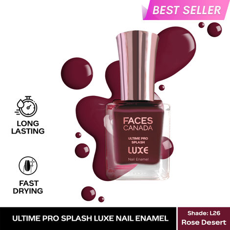 Buy FACES CANADA Ultime Pro Splash Luxe Nail Enamel - Rose Desert (L26), 12 ml | Glossy Finish | Quick Drying | Long Lasting | High Shine | Chip Defiant | Even-Finish | Vegan | Non-Toxic | Ethanol-Free-Purplle