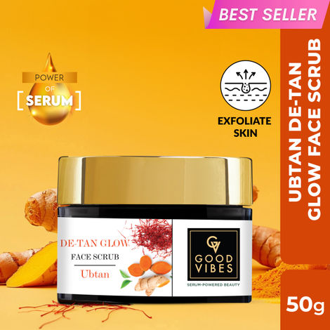 Buy Good Vibes De-Tan Glow Face Scrub- Ubtan with Power Of Serum (50 gm)-Purplle