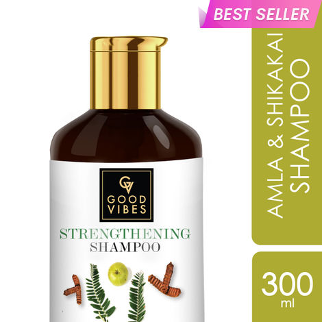 Buy Good Vibes Amla Shikakai Strengthening Shampoo | With Neem | Hair Growth, Shine | No Parabens, No Animal Testing (300 ml)-Purplle