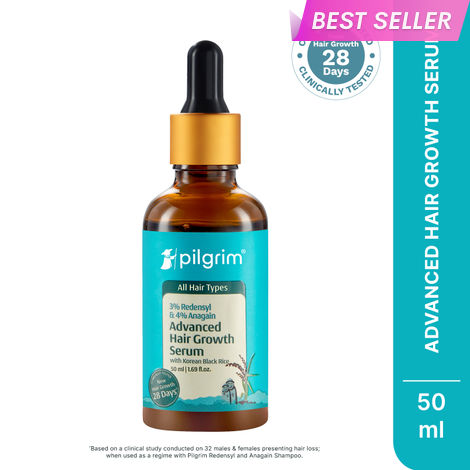 Buy Pilgrim Redensyl + Anagain Advanced Hair Growth Serum with Green Tea |All Hair Types | For Women & Men | Discover Thick and Dense Hair | Vegan (50 ml)-Purplle
